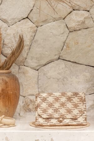 Plaid Rattan Clutch