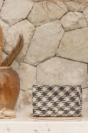 Plaid Rattan Clutch